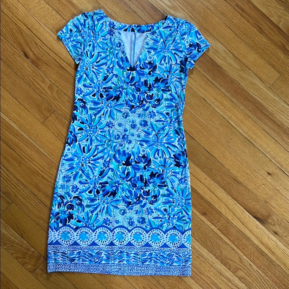 Lilly Pulitzer Blue V-Neck Mini Dress